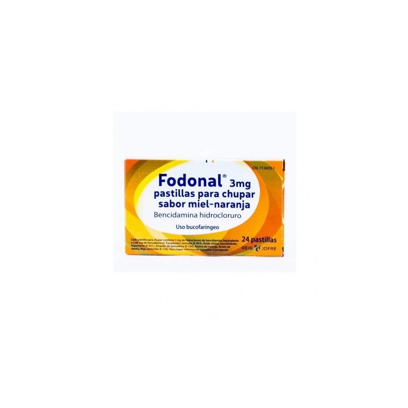 FODONAL 3 mg 24 PASTILLAS PARA CHUPAR (SABOR MIEL Y NARANJA)
