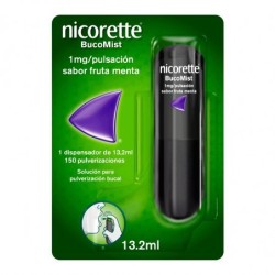 NICORETTE BUCOMIST 1 mg/PULSACION SOLUCION PARA PULVERIZACION BUCAL 1 ENVASE 13,2 ml (150 DOSIS) (SABOR FRUTA MENTA)