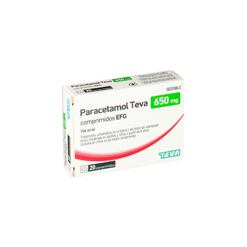 PARACETAMOL TEVA-RIMAFAR EFG 650 mg 20 COMPRIMIDOS