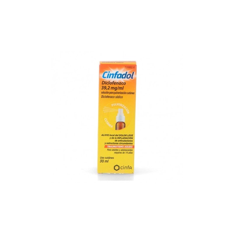 CINFADOL SPRAY 39,2 mg/ml SOLUCION PARA PULVERIZACION CUTANEA 1 FRASCO 30 ml