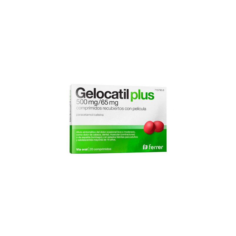 GELOCATIL PLUS 500 mg/65 mg 20 COMPRIMIDOS RECUBIERTOS