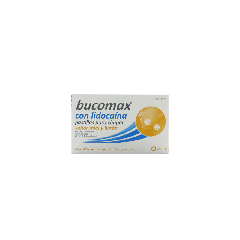 BUCOMAX CON LIDOCAINA 24 PASTILLAS PARA CHUPAR (SABOR MIEL Y LIMON)