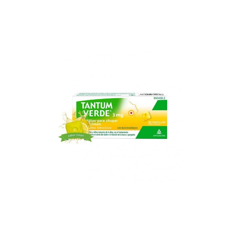 TANTUM VERDE 3 mg 20 PASTILLAS PARA CHUPAR (SABOR LIMON)