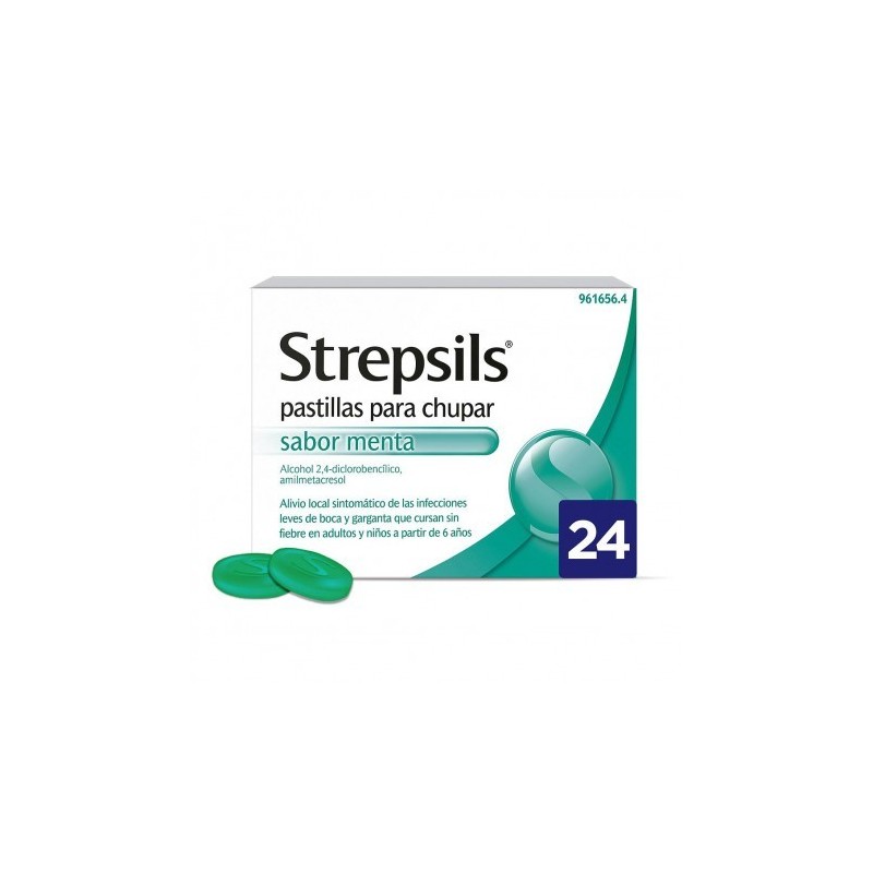 STREPSILS 24 PASTILLAS PARA CHUPAR (SABOR MENTA)