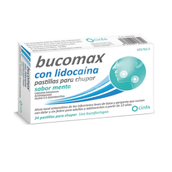 BUCOMAX CON LIDOCAINA 24 PASTILLAS PARA CHUPAR (SABOR MENTA)