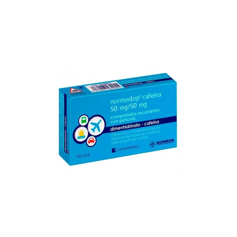 NORMOSTOP CAFEINA 50 mg/50 mg 12 COMPRIMIDOS RECUBIERTOS