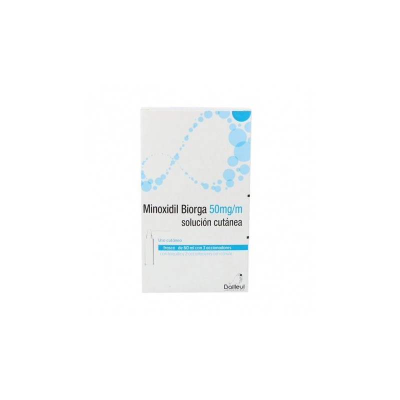 MINOXIDIL BIORGA 50 mg/ml SOLUCION CUTANEA 1 FRASCO 60 ml + 1 ACCIONADOR DE BOQUILLA Y 1 ACCIONADOR CON CANULA