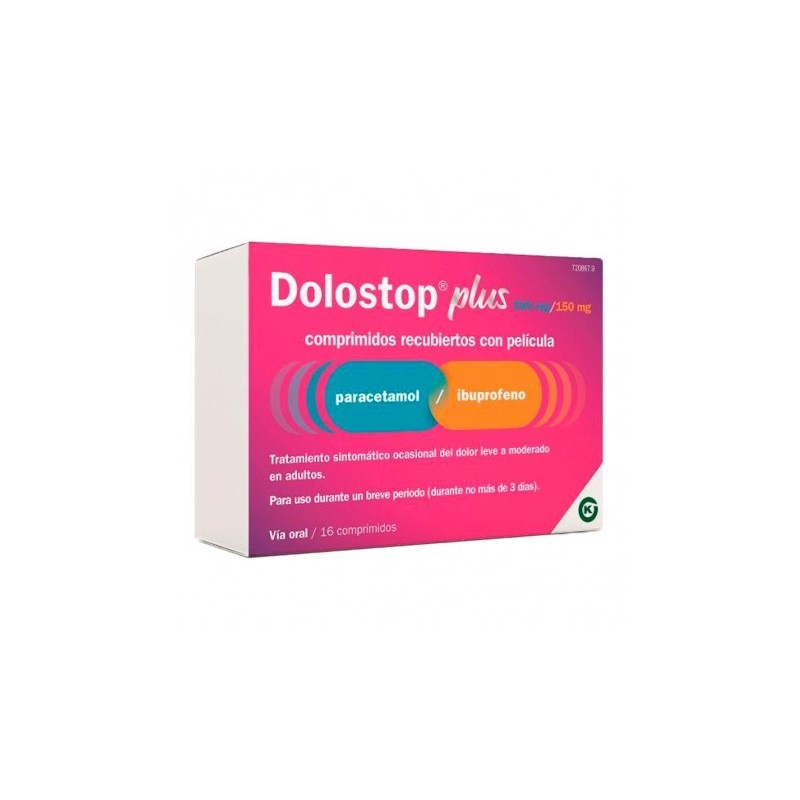 DOLOSTOP PLUS 500 mg/150 mg 16 COMPRIMIDOS RECUBIERTOS
