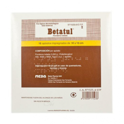 BETATUL 250 mg 10 APOSITOS IMPREGNADOS