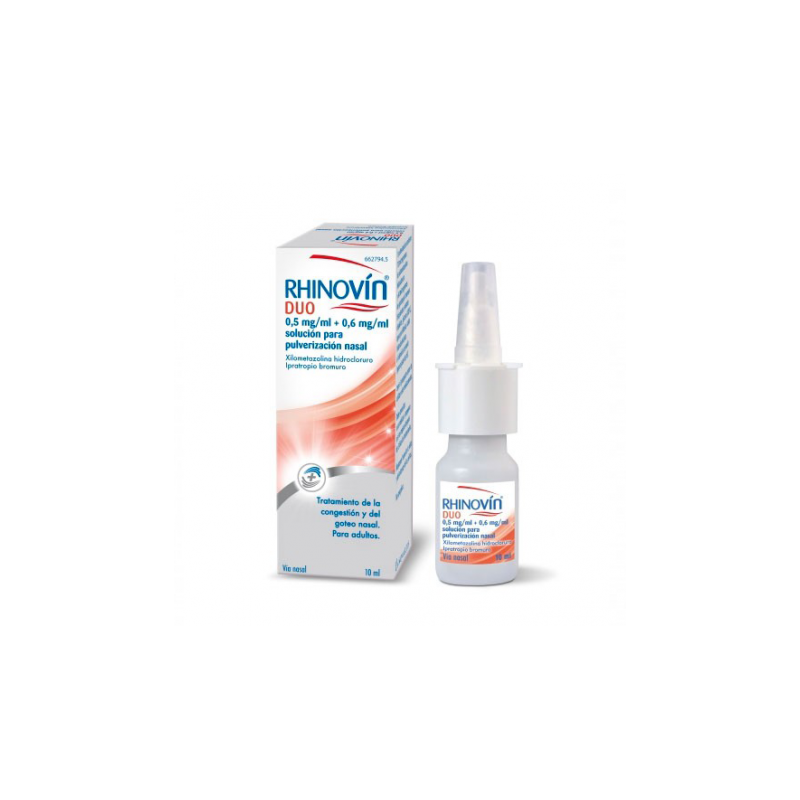 RHINOVIN DUO 0,5 mg/ml + 0,6 mg/ml SOLUCION PARA PULVERIZACION NASAL 1 FRASCO 10 ml
