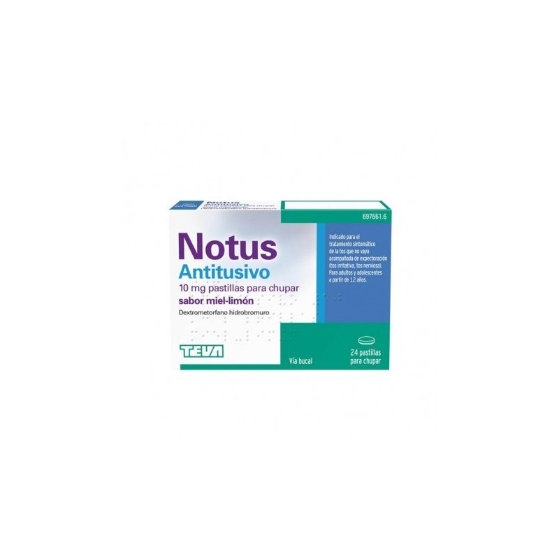 NOTUS ANTITUSIVO 10 mg 24 PASTILLAS PARA CHUPAR (SABOR MIEL Y LIMON)