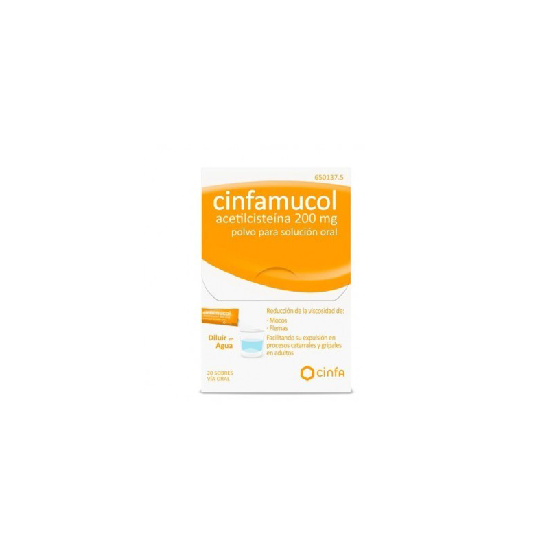 CINFAMUCOL ACETILCISTEINA 200 mg 20 SOBRES POLVO PARA SOLUCION ORAL